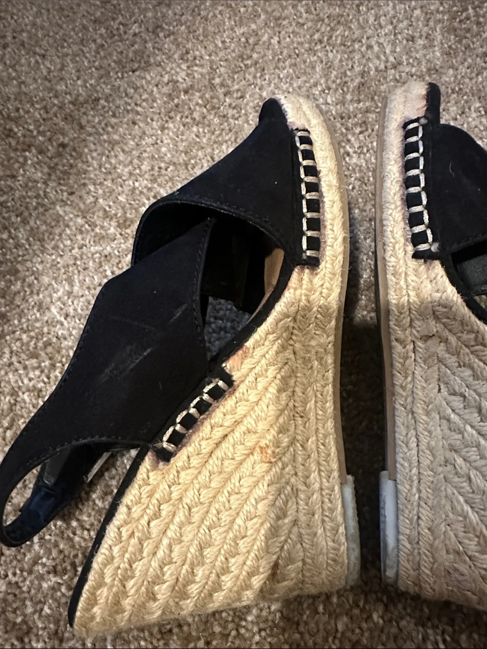Apt. 9 Black Suede Crisscross Slingback Wedge Sandals